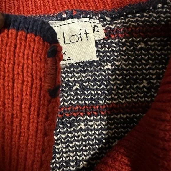 VTG Sweater Loft Knit Crazy Cat Lady Collar 90s Y2K‎ Small Twee Grandma Holiday - Picture 5 of 9